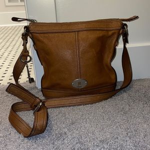 Fossil Cognac Real Leather Crossbody Purse